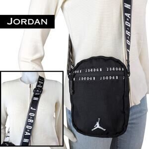 Jordan Taping Crossbody Jumpman Bag Unisex Black White Adjustable Streetwear